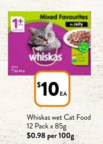 Foodworks Whiskas Wet Cat Food 12 Pack x 85g offer