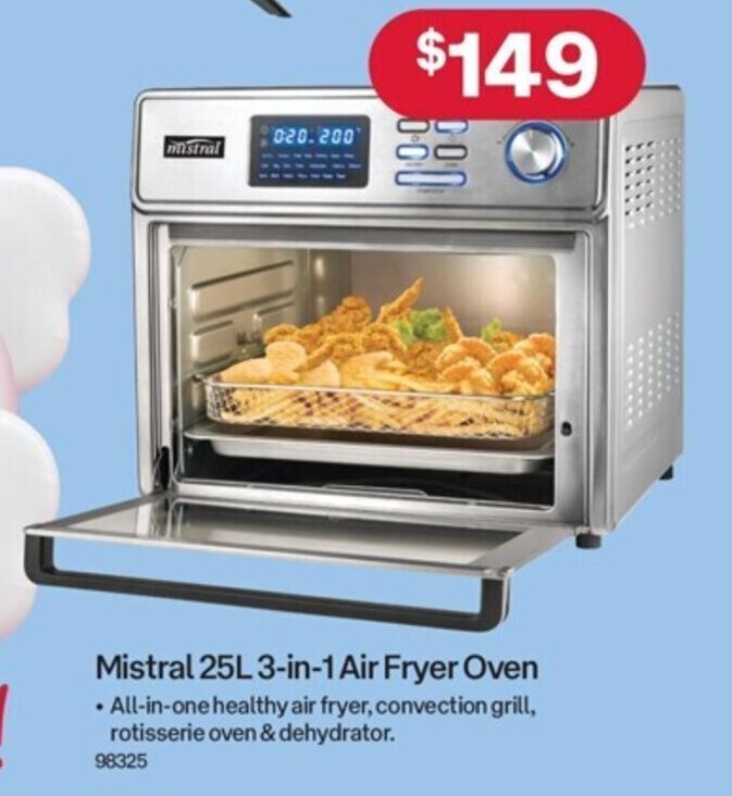 Mistral 25L 3 in 1 Air Fryer Oven offer at Australia Post