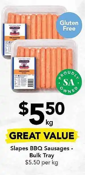 Drakes Slapes bbq sausages - bulk tray offer