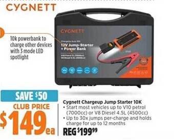 Cygnett chargeup jump starter 10k