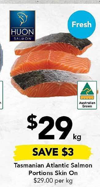Tasmanian atlantic salmon portions skin on