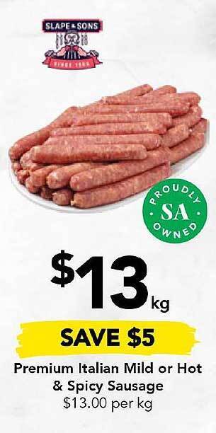 Drakes Premium italian mild or hot & spicy sausage offer