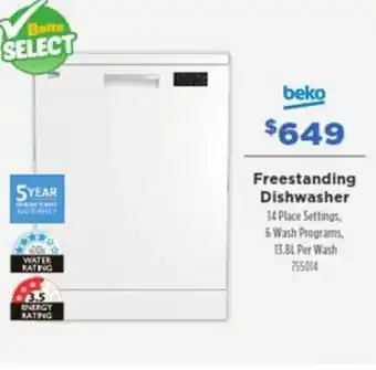 Betta Freestanding dishwasher beko offer