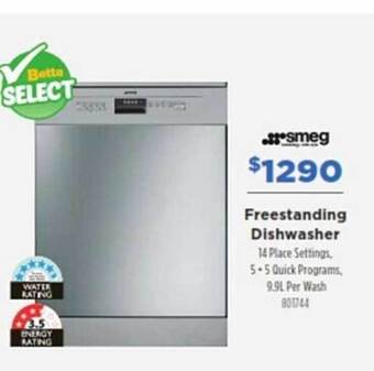 Betta Smeg freestanding dishwasher offer