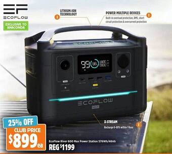Anaconda Ecoflow river 600 max power station 576wh-48ah offer
