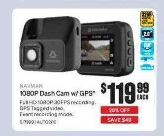 SuperCheap Auto Navman 1080p dash cam w gps offer