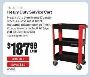 SuperCheap Auto Toolpro heavy duty service cart offer