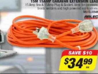 Autobarn Arlec 15m 15amp caravan extension lead offer