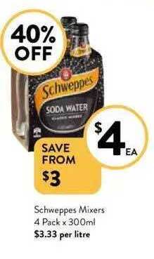 Foodworks Schweppes mixers offer