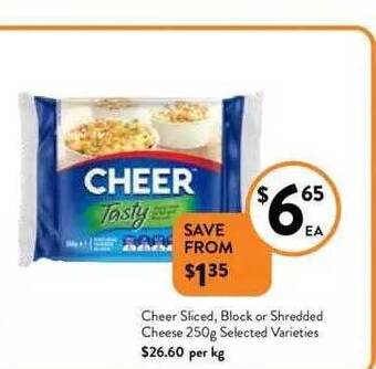 Foodworks Cheer sliced, block or shredded cheese offer