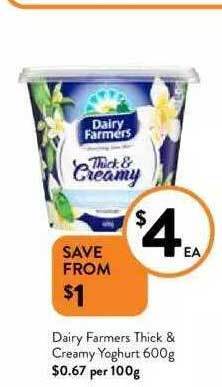Foodworks Dairy farmers thick & creamy yoghurt offer