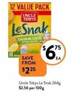 Foodworks Uncle tobys le snak offer