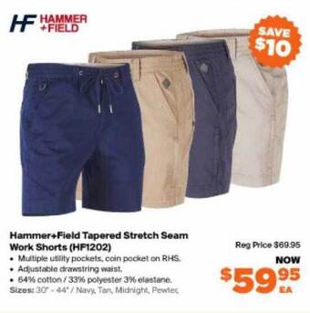 RSEA Safety Hammer+field tapered stretch seam work shorts offer