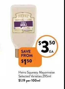 Foodworks Heinz squeezy mayonnaise offer