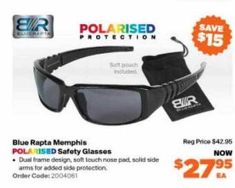 Blue rapta memphis polarised safety glasses