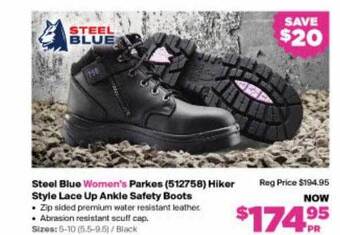 RSEA Safety Steel blue women's parkes hiker style lace up ankle safety boots offer