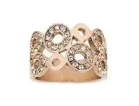 Bevilles Jewellery Stainless Steel Rose Colour Crystal Open Circle Ring offer