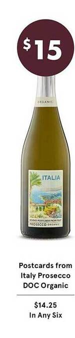 Vintage Cellars Postcards from italy prosecco doc organic offer