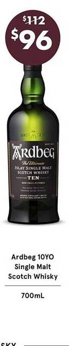 Ardbeg 10yo single malt scotch whisky