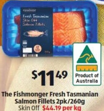 ALDI The Fishmonger Fresh Tasmanian Salmon Fillets 2pk/260g offer