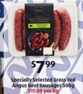ALDI Specially Selected Grass Fed Angus Beef Sausages 500g offer