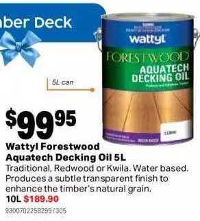 Mitre 10 Wattyl forestwood aquatech decking oil offer