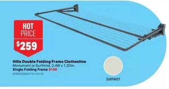 Mitre 10 Hills double folding frame clothesline offer