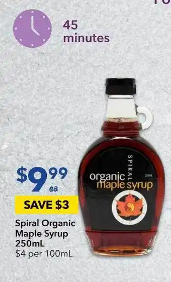 Spiral organic maple syrup