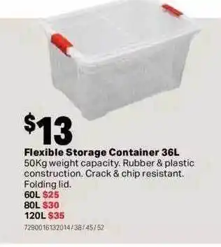 Flexible storage container 36l