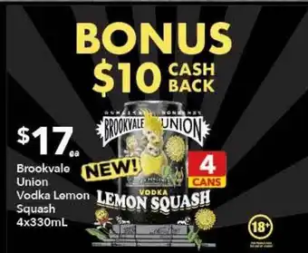 Ritchies Brookvale union vodka lemon squash offer