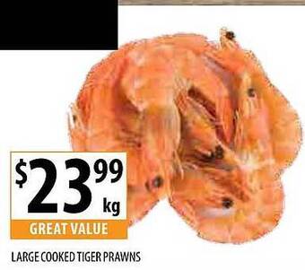 Supabarn Large cooked tiger prawns offer