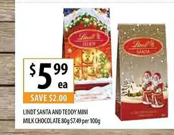 Supabarn Lindt santa and teddy mini milk chocolate offer