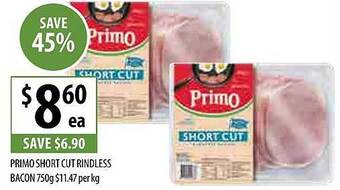 Supabarn Primo short cut rindless bacon offer