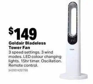 Mitre 10 Goldair bladeless tower fan offer
