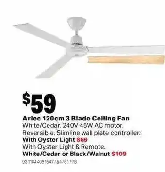 Mitre 10 Arlec 3 blade ceiling fan offer