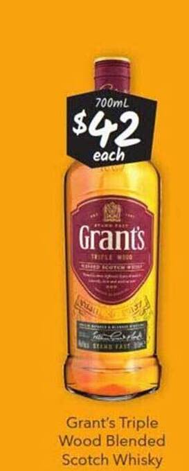 Grant's triple wood blended scotch whisky