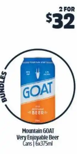 BWS Mountain goat very enjoyable beer cans offer