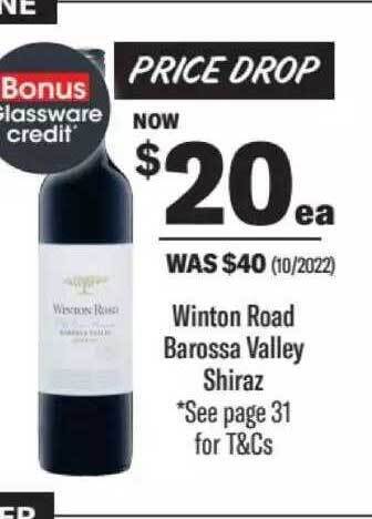 Liquorland Winton road barossa valley shiraz offer