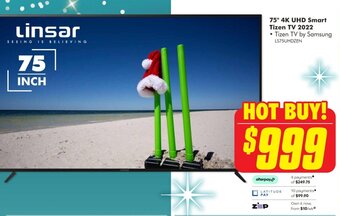 The Good Guys Linsar 75" 4K UHD Smart Tizen TV 2022 offer