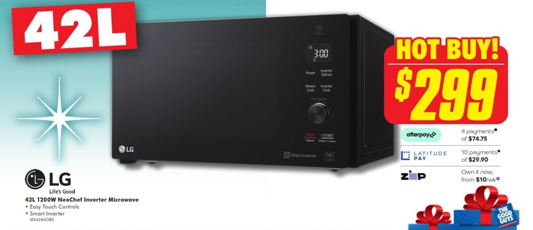 LG 42L 1200W NeoChef Inverter Microwave offer at The Good Guys