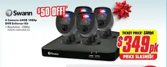 The Good Guys Swann 4 Camera 64gb 1080p DVR Enforcer Kit offer