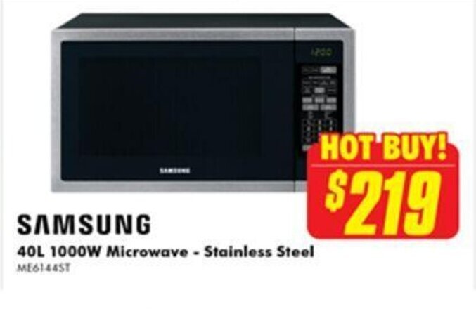 samsung 40l 1000w stainless steel microwave oven