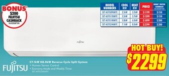 The Good Guys Fujitsu C7.1kW H8.0kW Reverse Cycle Split System offer