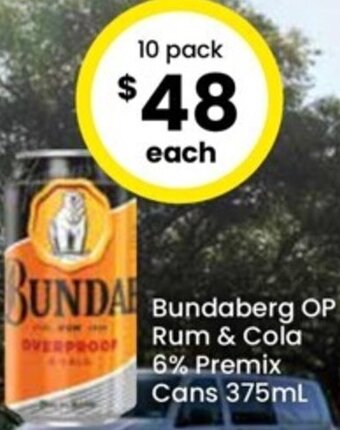 The Bottle O Bundaberg OP Rum & Cola 6% Premix Cans 375ml offer