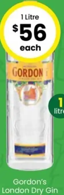 The Bottle O Gordon's London Dry Gin 1 Litre offer