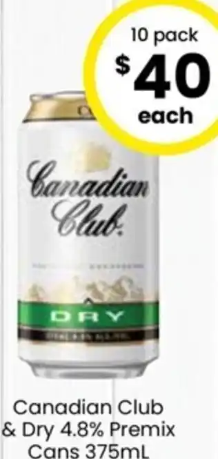 The Bottle O Canadian Club & Dry 4.8% Premix Cans 375ml offer