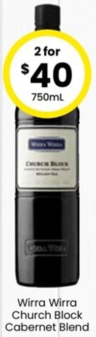 The Bottle O Wirra Wirra Church Block Cabernet Blend 750ml offer