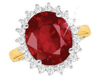 Grahams Jewellers Natural Enhanced 8-8.75ct Ruby and Diamond Ring in 9ct Yellow Gold offer