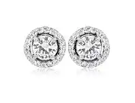 Grahams Jewellers Sterling Silver Rhodium Plated Cubic Zirconia Round Stud Earrings offer