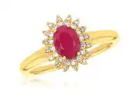 Ruby & Diamond Royal Cluster Ring in 9ct Gold